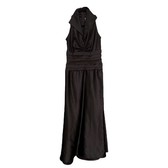 Vintage Tadashi Size 4 Sleeveless Collared Formal Gown Black Gathered Draped - Picture 2 of 9